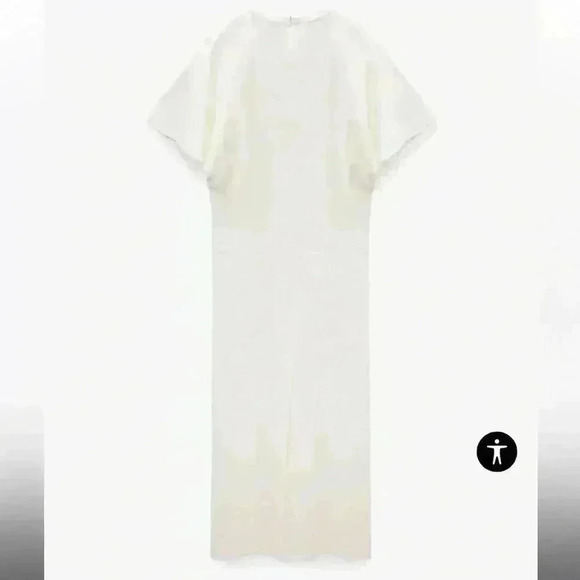 NWT Zara White Flowy Midi Back Slit Dress - Picture 4 of 11